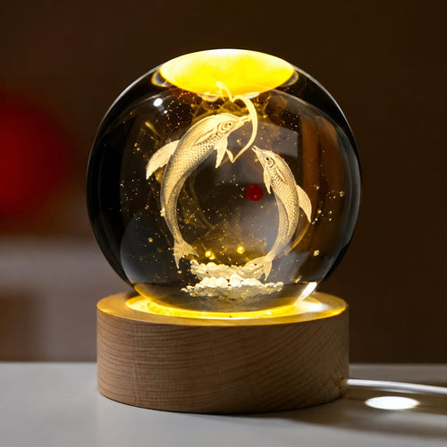3D Galaxy Crystal Ball Night Light | Dimmable Engraved LED Glass Ball Lamp with USB Powered Wooden Base-Solar System Crystal Ball Light for Home Decor, Office, Birthday Gift & Kids Bedroom (Unicorn)