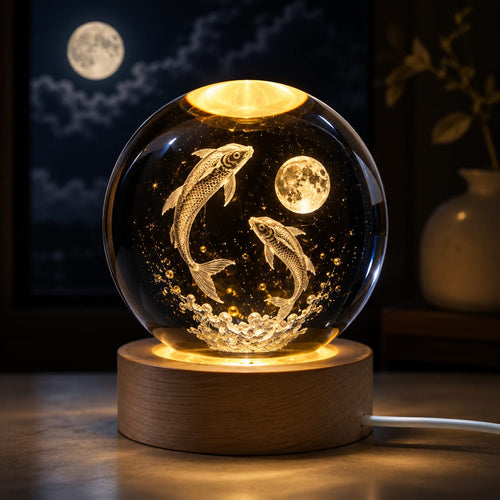 Enchanted 3D Crystal Koi Moon Lamp